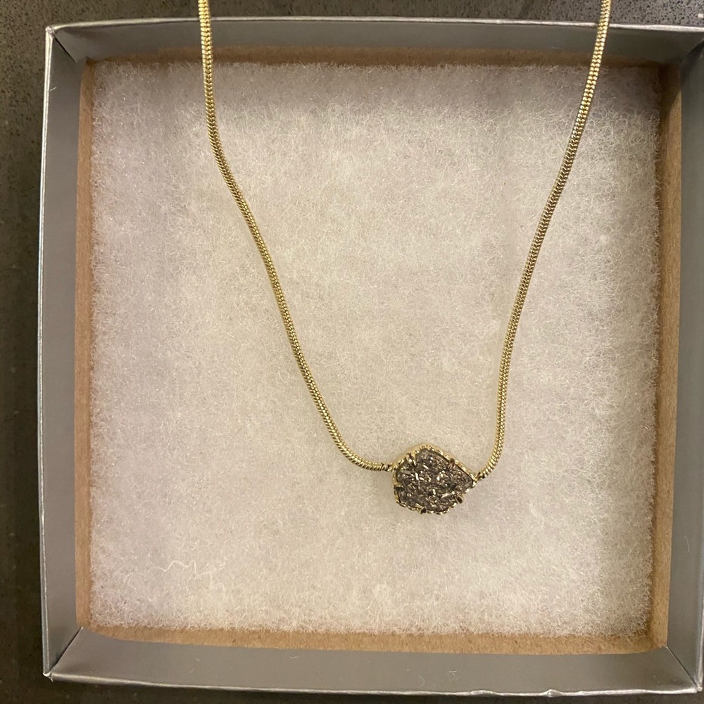 Kendra Scott Mara gold necklace in platinum drusy